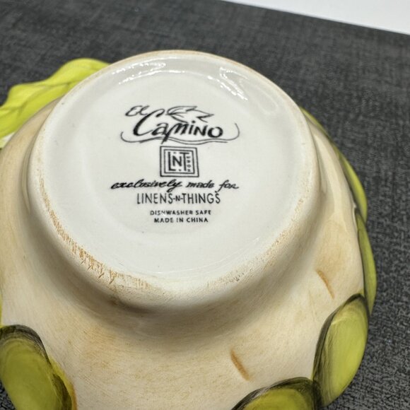 Grape Leaf Green Ceramic Dipping Dish Hand Painted El Camino Linens N Things Vtg - Picture 8 of 11